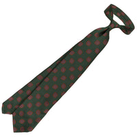 Floral Jacquard Silk Tie - Forest - Hand-Rolled