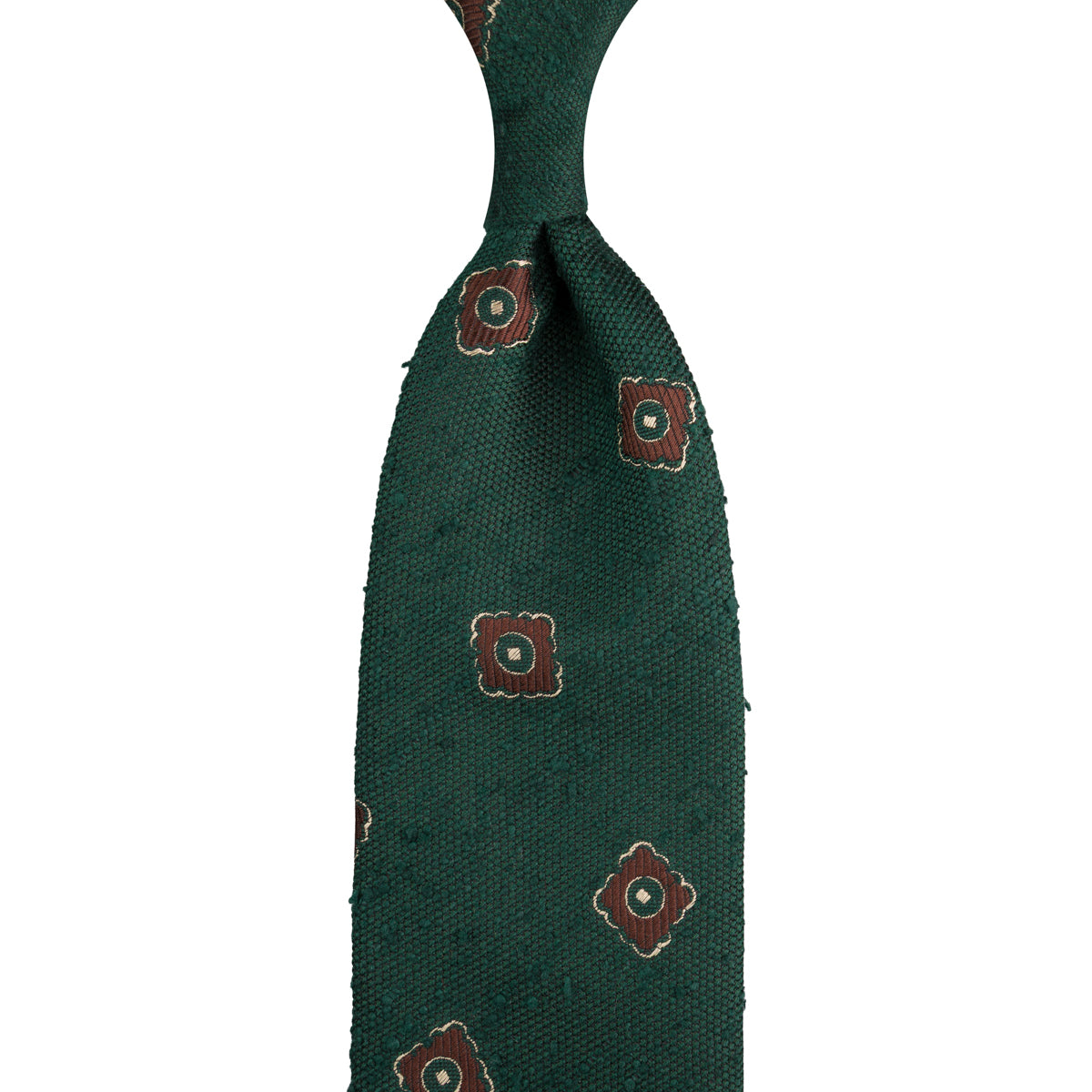 Floral Shantung Silk Tie - Forest - Hand-Rolled