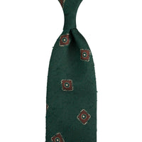 Floral Shantung Silk Tie - Forest - Hand-Rolled