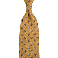 Floral Shantung Silk Tie - Honey - Hand-Rolled