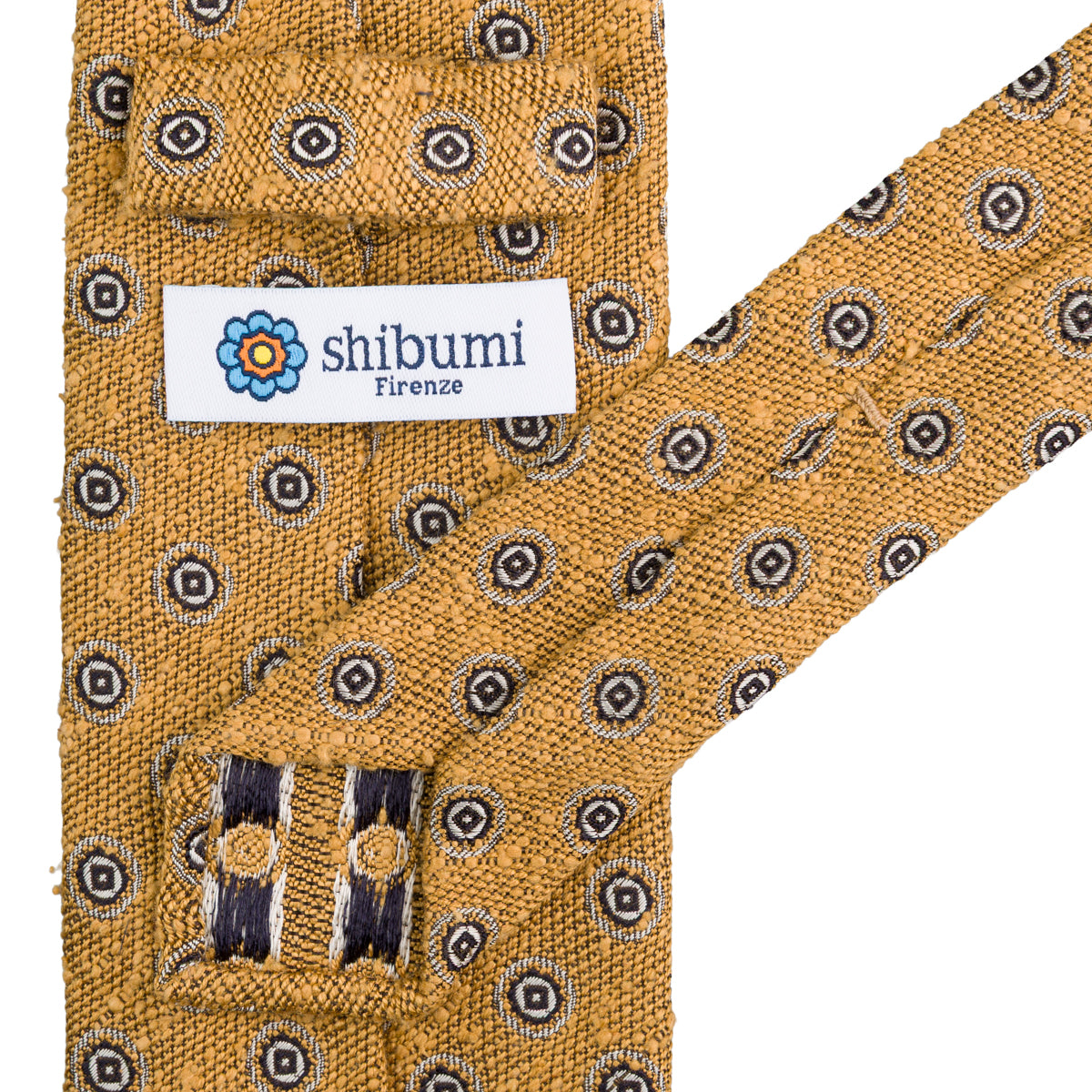Floral Shantung Silk Tie - Honey - Hand-Rolled