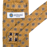 Floral Shantung Silk Tie - Honey - Hand-Rolled