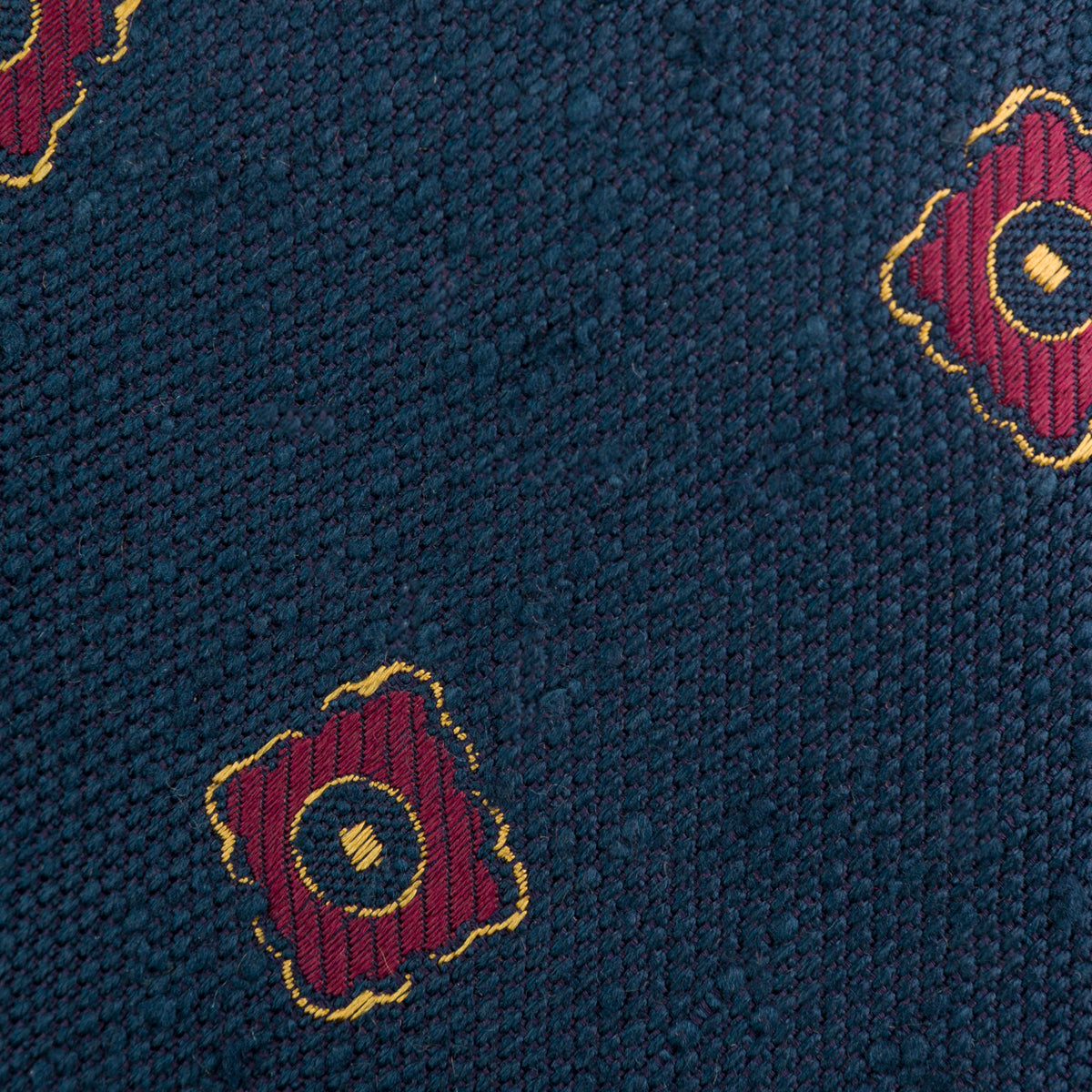 Floral Shantung Silk Tie - Navy - Hand-Rolled