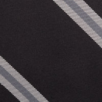 Repp Stripe Silk Tie - Black - Hand-Rolled