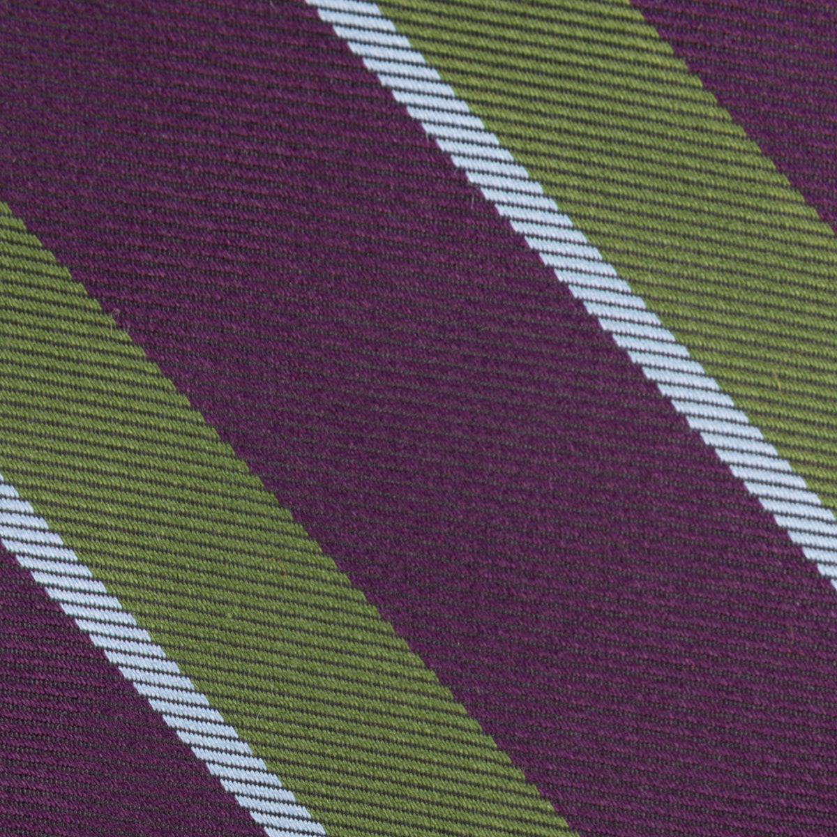 Repp Stripe Silk Tie - Purple / Green - Hand-Rolled
