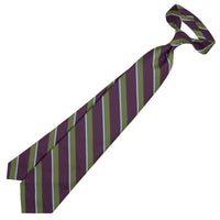 Repp Stripe Silk Tie - Purple / Green - Hand-Rolled