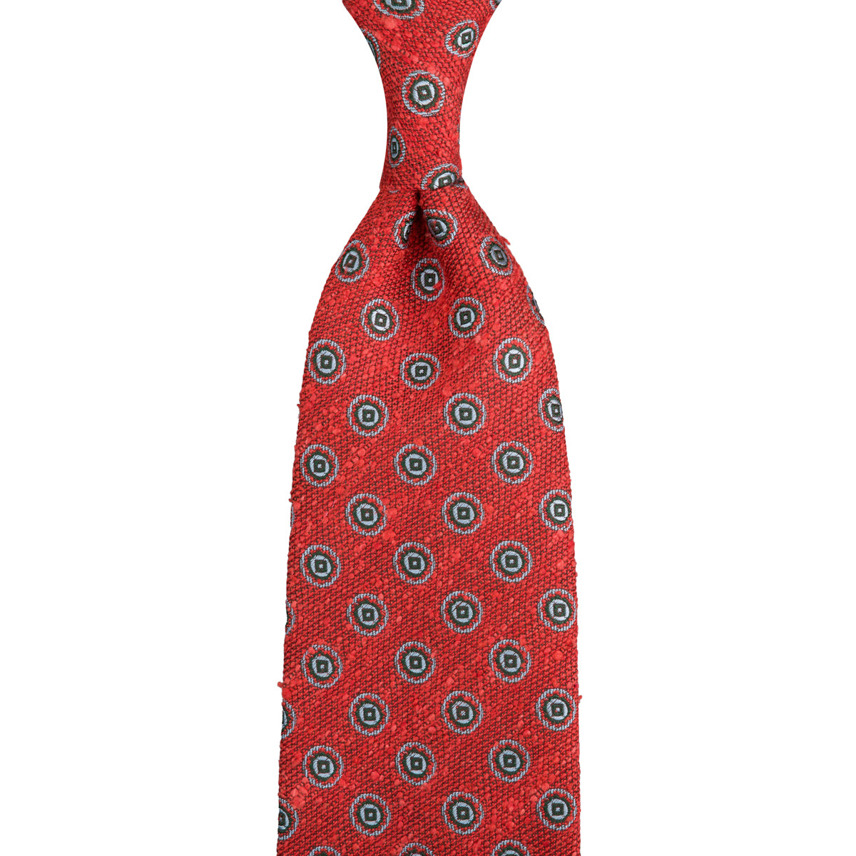 Floral Shantung Silk Tie - Rust - Hand-Rolled
