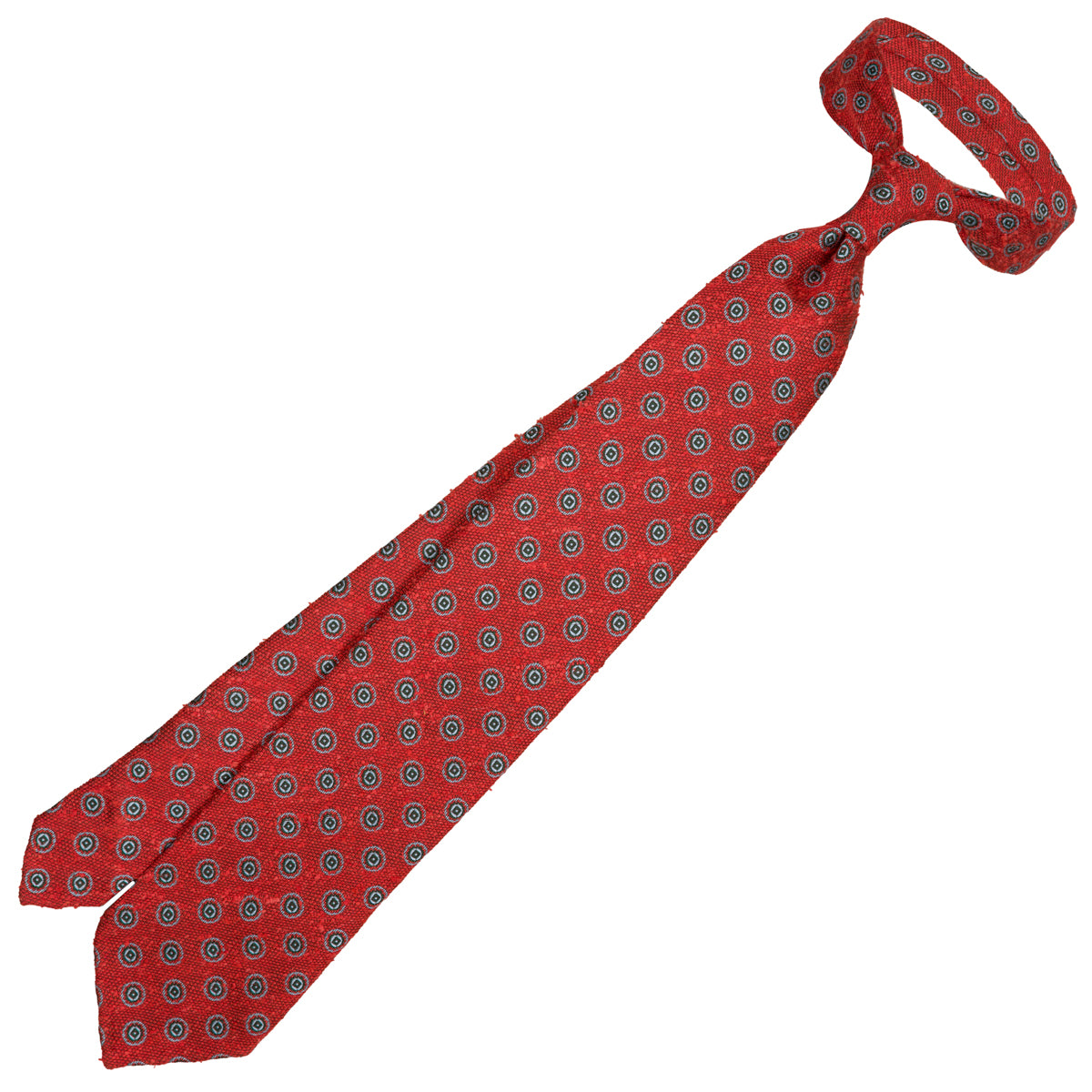 Floral Shantung Silk Tie - Rust - Hand-Rolled