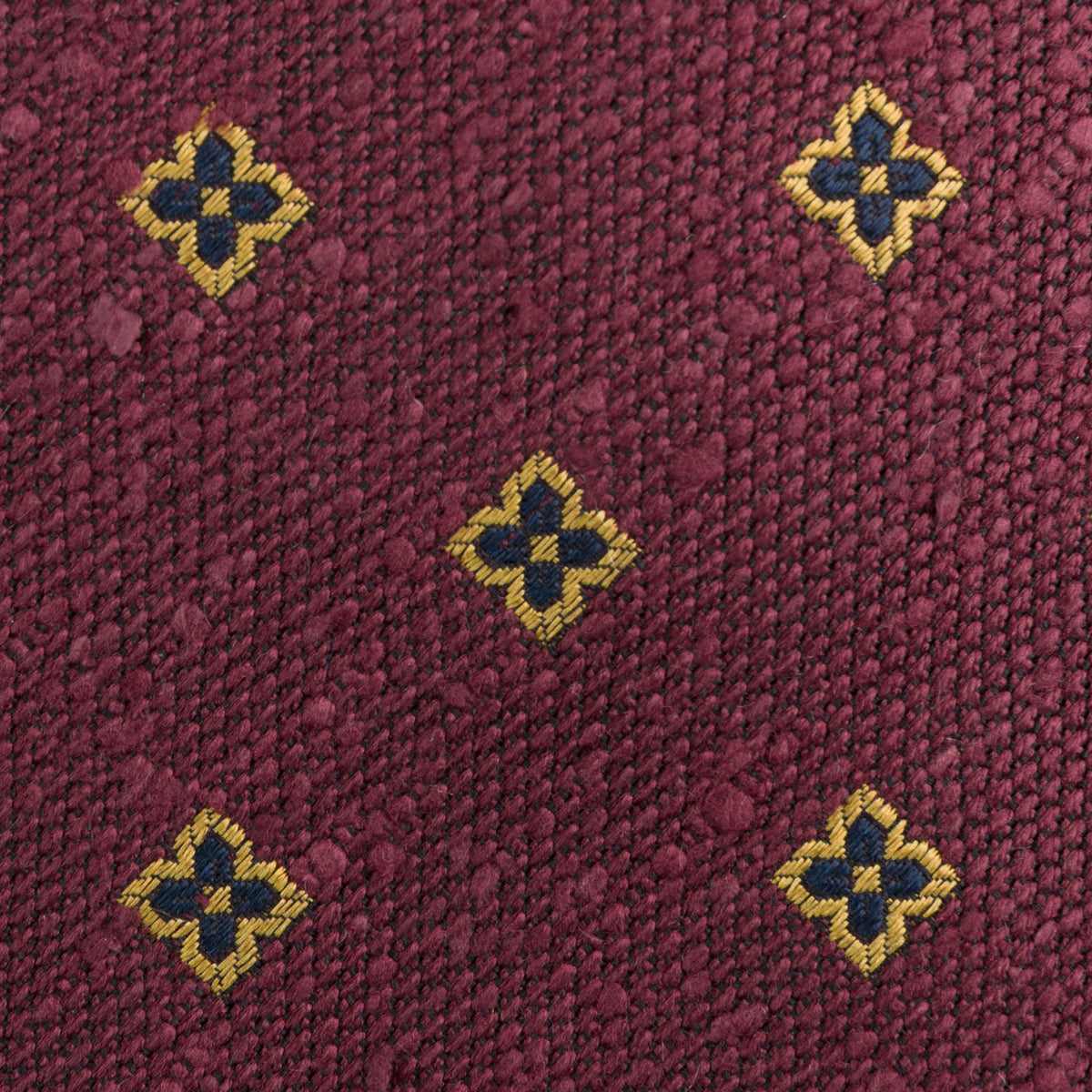Floral Shantung Silk Tie - Burgundy - Hand-Rolled