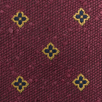 Floral Shantung Silk Tie - Burgundy - Hand-Rolled