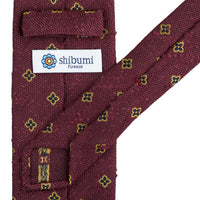 Floral Shantung Silk Tie - Burgundy - Hand-Rolled