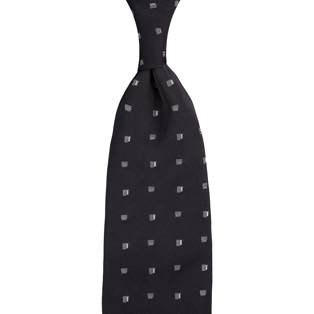 Floral Jacquard Silk Tie - Black - Hand-Rolled