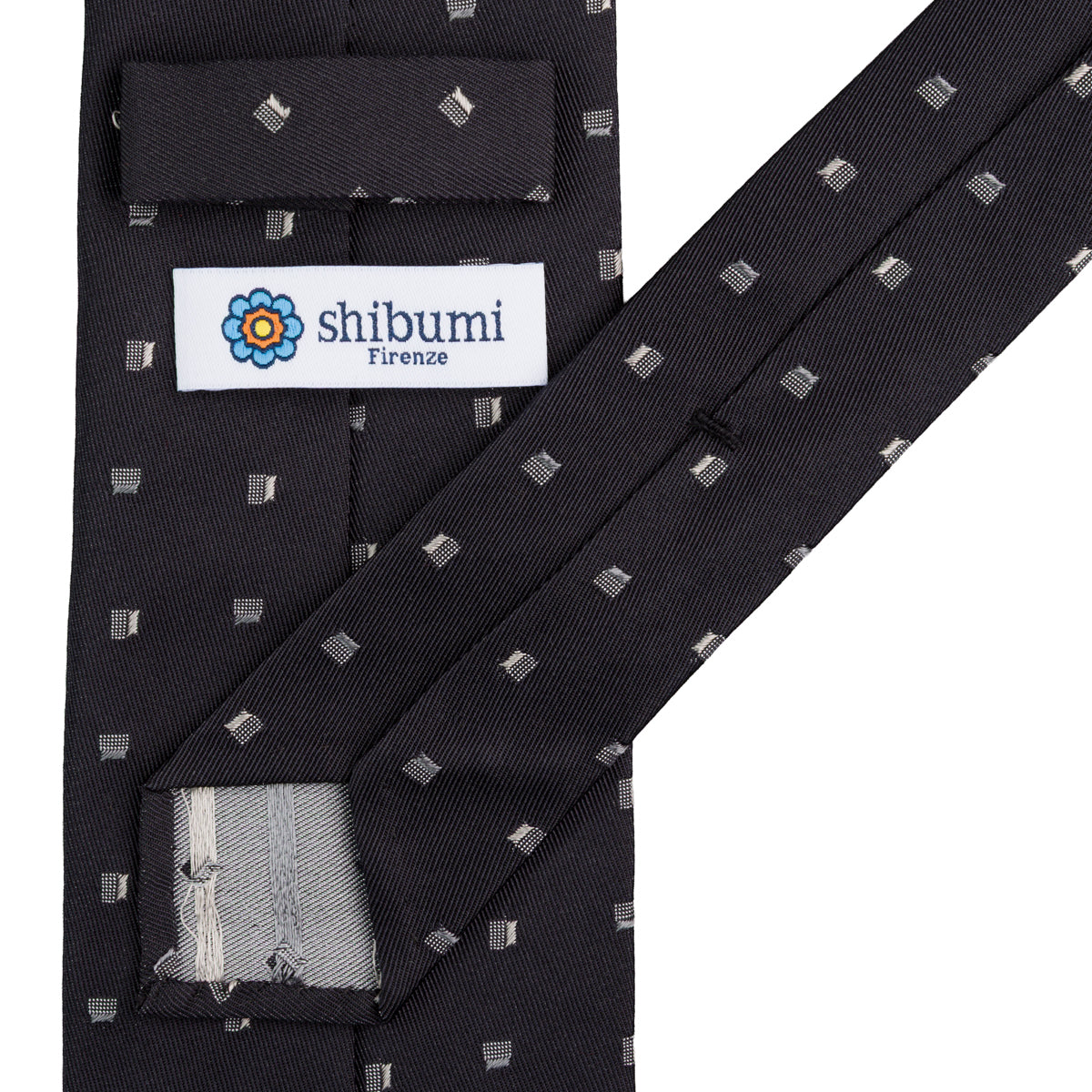 Floral Jacquard Silk Tie - Black - Hand-Rolled