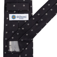 Floral Jacquard Silk Tie - Black - Hand-Rolled
