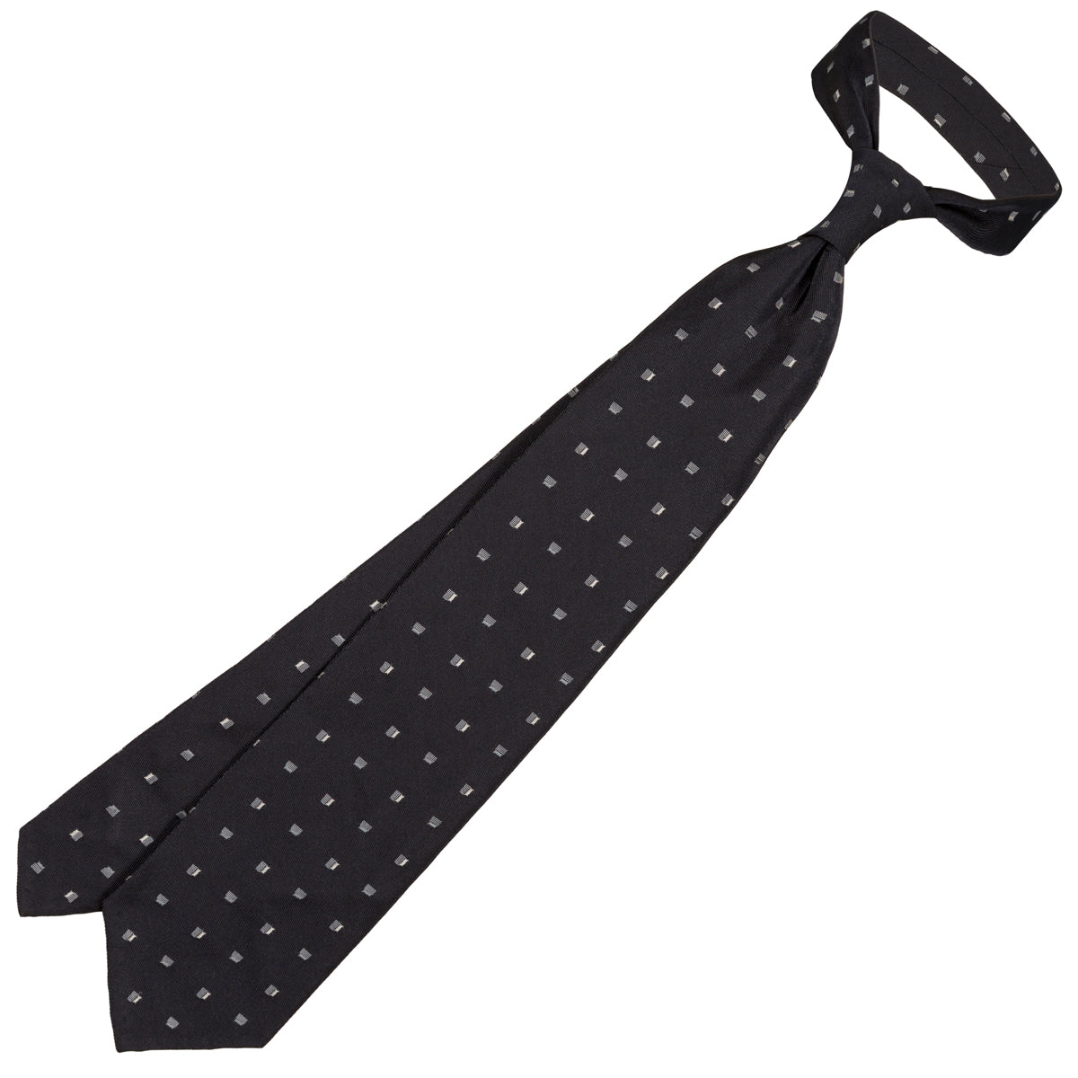 Floral Jacquard Silk Tie - Black - Hand-Rolled