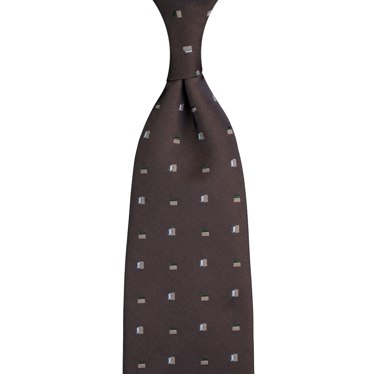 Floral Jacquard Silk Tie - Brown- Hand-Rolled