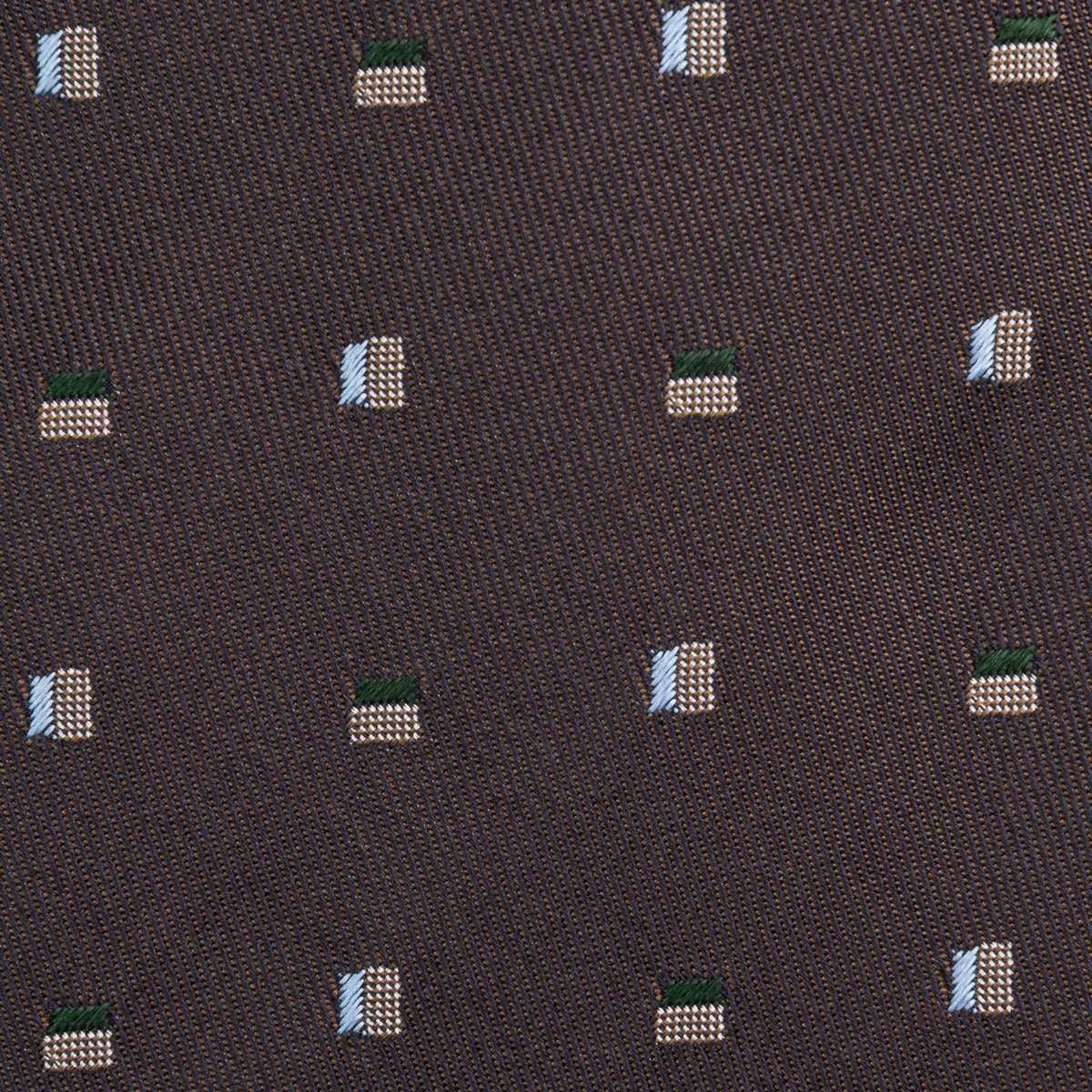 Floral Jacquard Silk Tie - Brown- Hand-Rolled