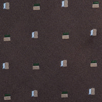 Floral Jacquard Silk Tie - Brown- Hand-Rolled