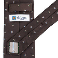 Floral Jacquard Silk Tie - Brown- Hand-Rolled