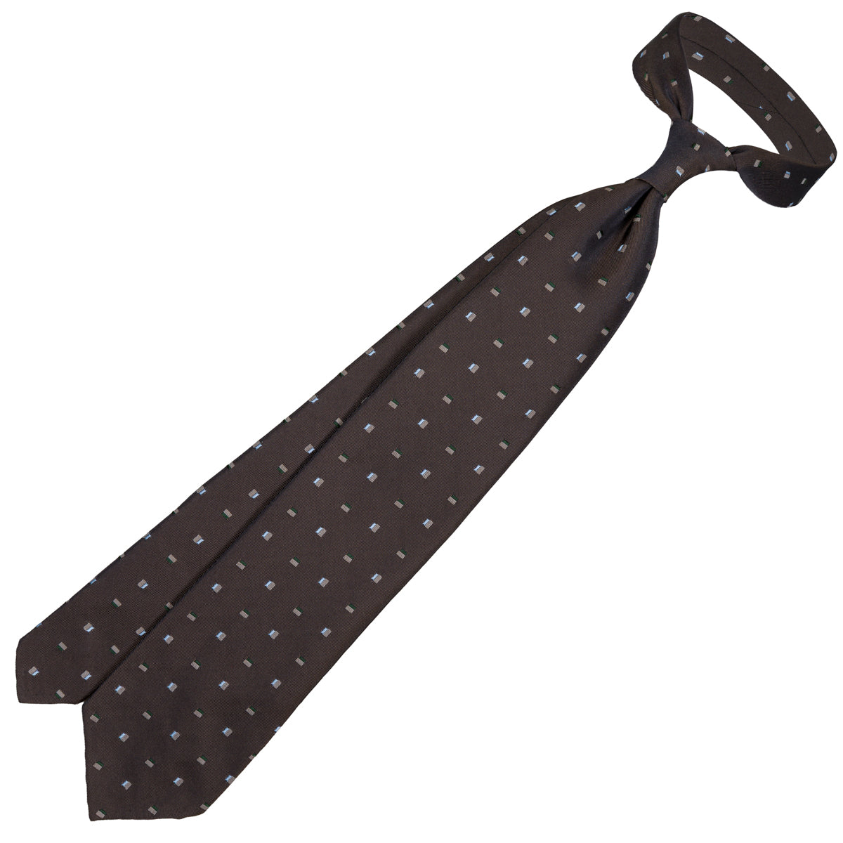 Floral Jacquard Silk Tie - Brown- Hand-Rolled