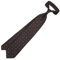 Floral Jacquard Silk Tie - Brown- Hand-Rolled