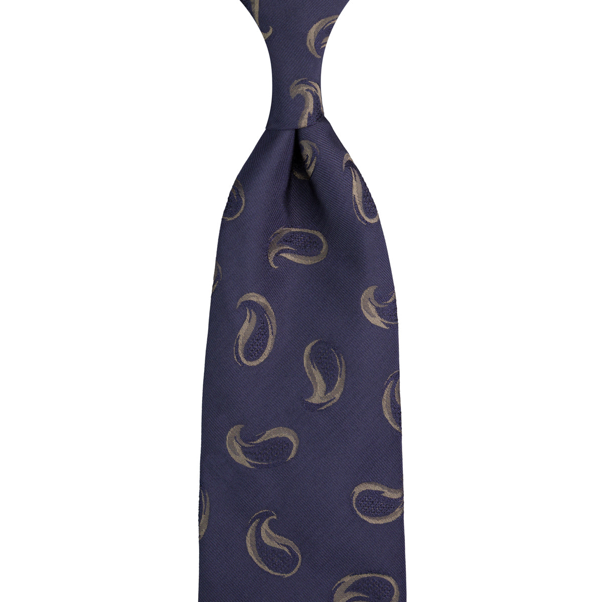 Geometrical Jacquard Silk Tie - Navy - Hand-Rolled