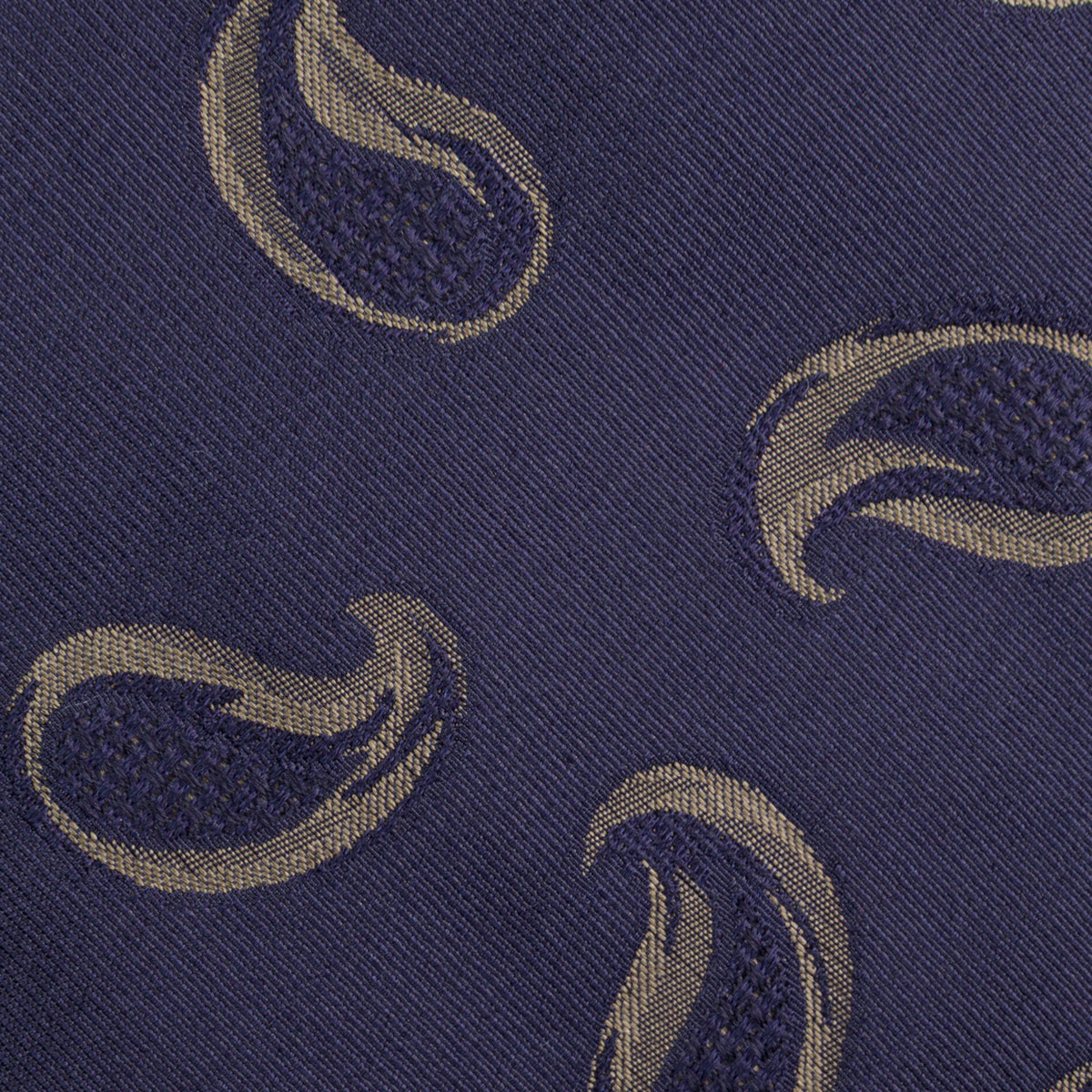 Geometrical Jacquard Silk Tie - Navy - Hand-Rolled