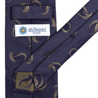 Geometrical Jacquard Silk Tie - Navy - Hand-Rolled