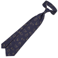 Geometrical Jacquard Silk Tie - Navy - Hand-Rolled
