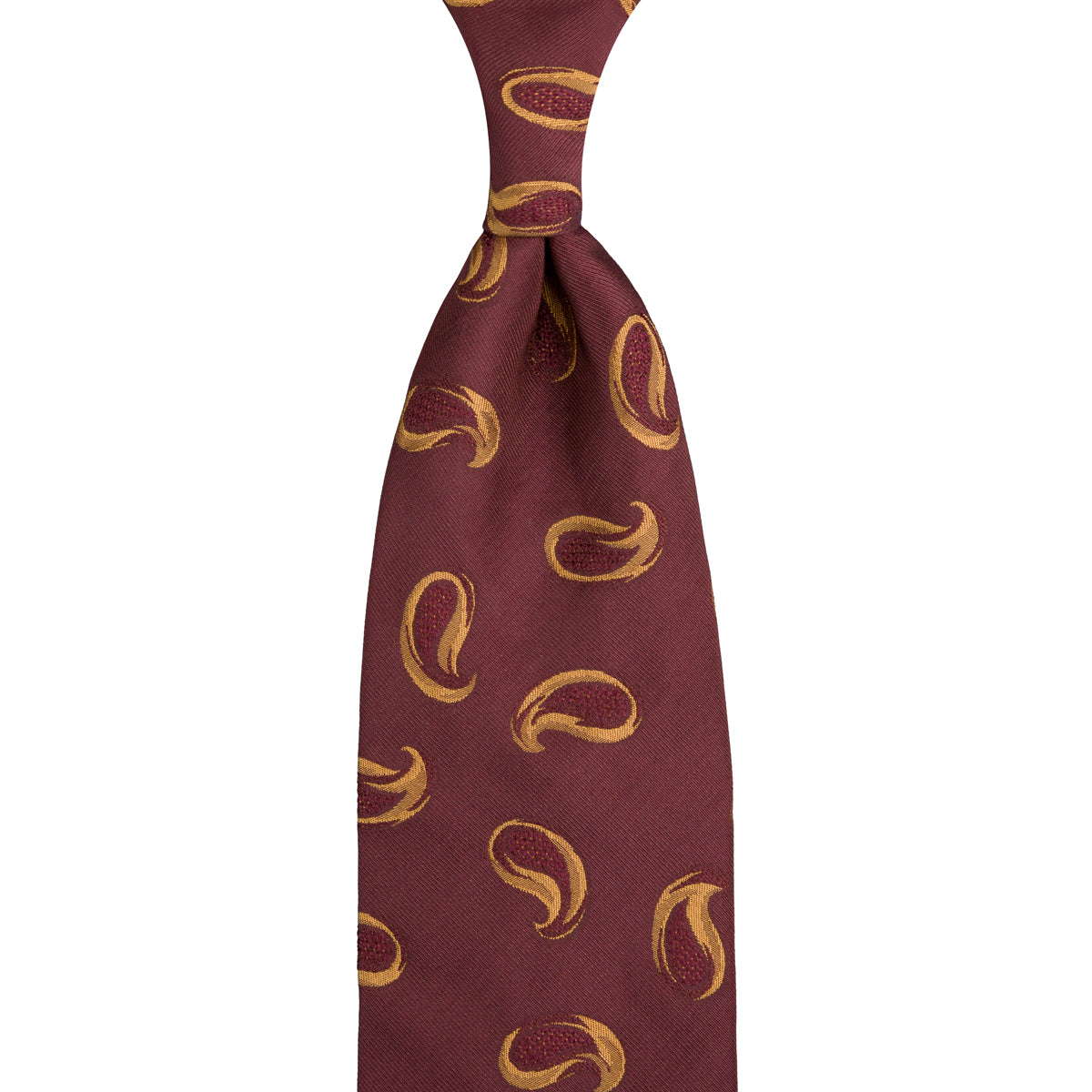 Geometrical Jacquard Silk Tie - Burgundy - Hand-Rolled