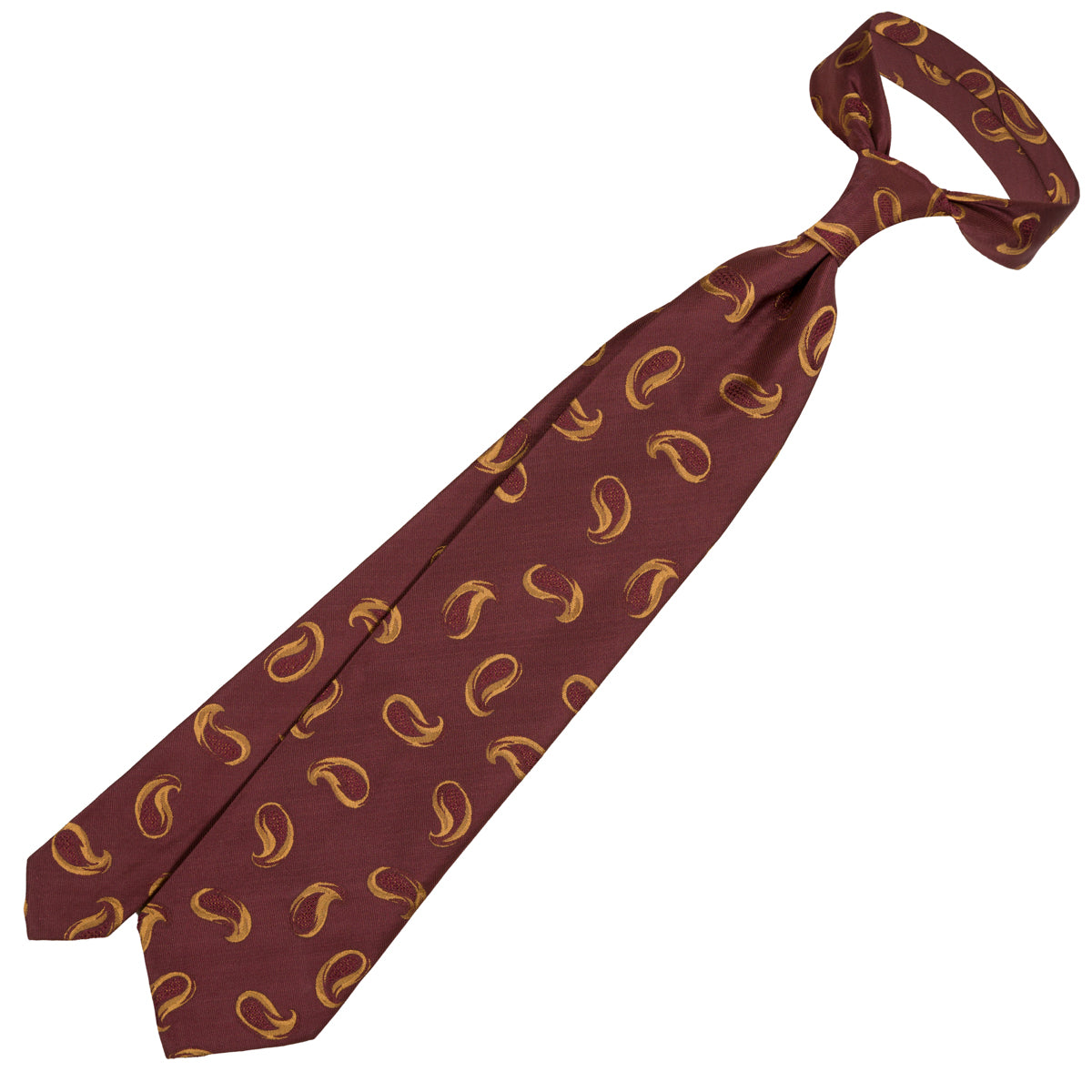 Geometrical Jacquard Silk Tie - Burgundy - Hand-Rolled