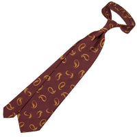 Geometrical Jacquard Silk Tie - Burgundy - Hand-Rolled