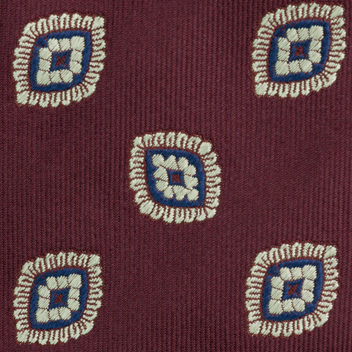 Floral Jacquard Silk Tie - Burgundy - Hand-Rolled