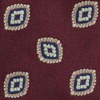 Floral Jacquard Silk Tie - Burgundy - Hand-Rolled