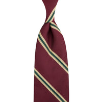 Repp Stripe Silk Tie - Burgundy - Hand-Rolled