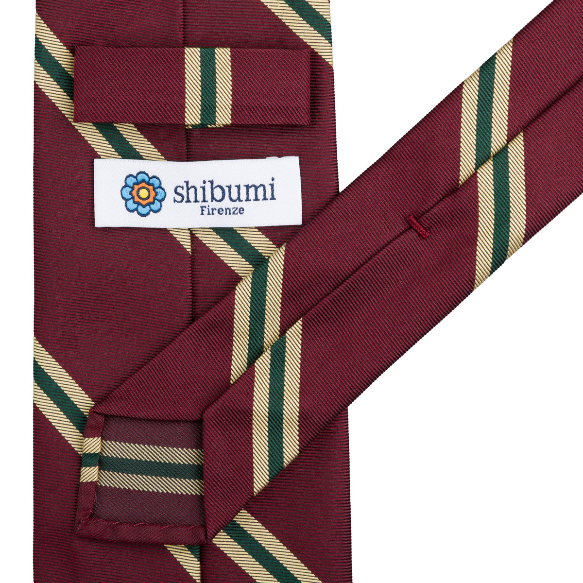 Repp Stripe Silk Tie - Burgundy - Hand-Rolled