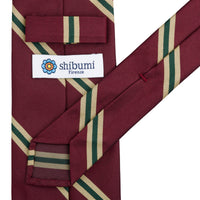 Repp Stripe Silk Tie - Burgundy - Hand-Rolled