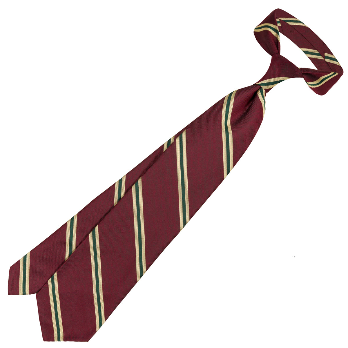 Repp Stripe Silk Tie - Burgundy - Hand-Rolled