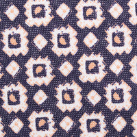Floral Printed Silk / Linen Tie - Navy - Hand-Rolled