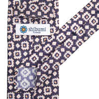 Floral Printed Silk / Linen Tie - Navy - Hand-Rolled