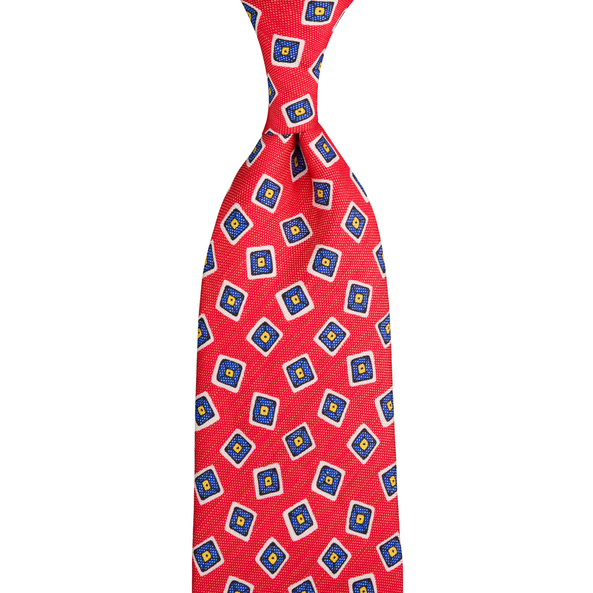 Floral Printed Silk / Linen Tie - Cherry - Hand-Rolled