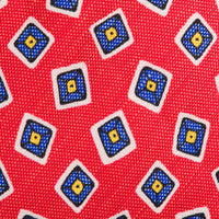 Floral Printed Silk / Linen Tie - Cherry - Hand-Rolled
