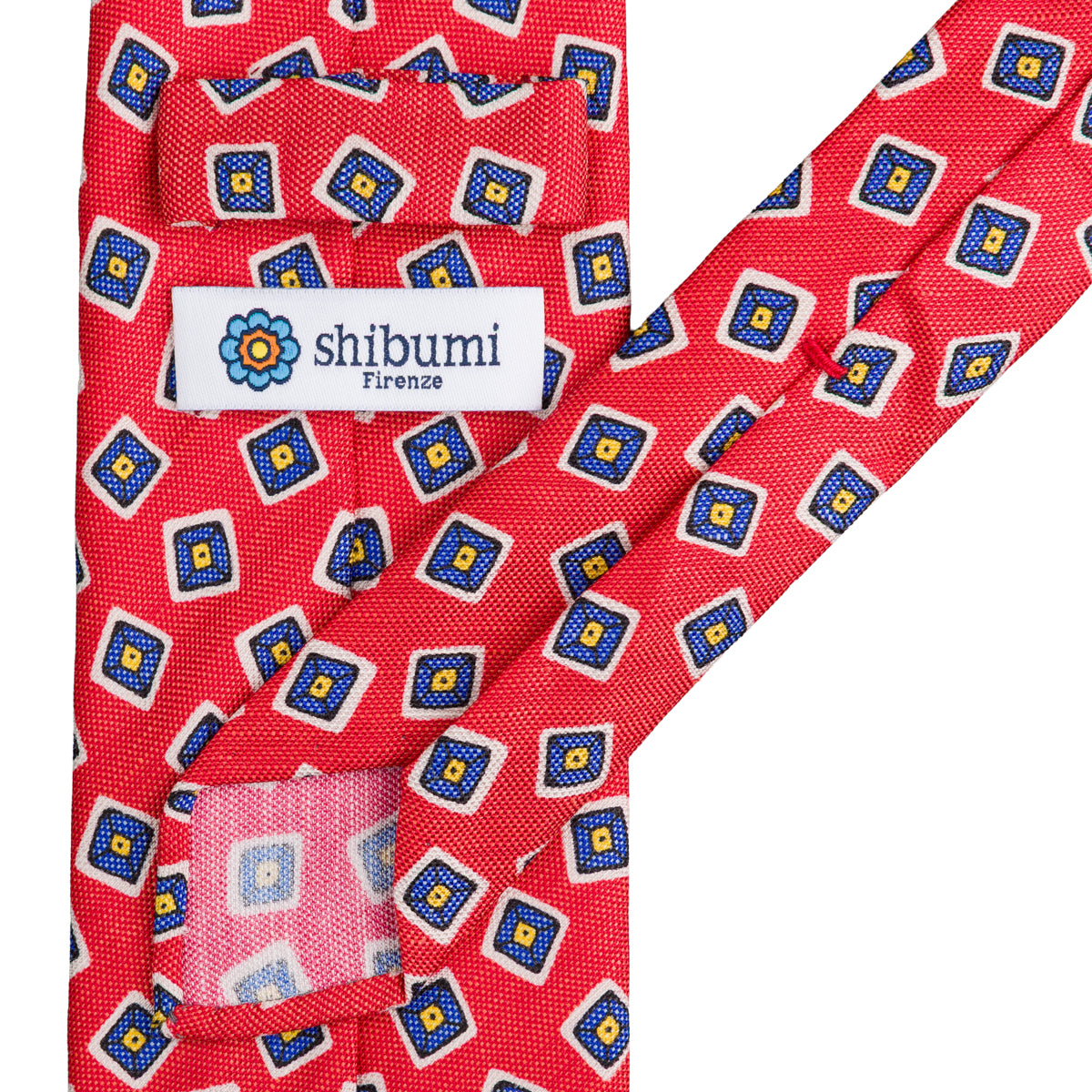 Floral Printed Silk / Linen Tie - Cherry - Hand-Rolled