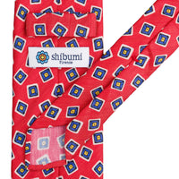Floral Printed Silk / Linen Tie - Cherry - Hand-Rolled