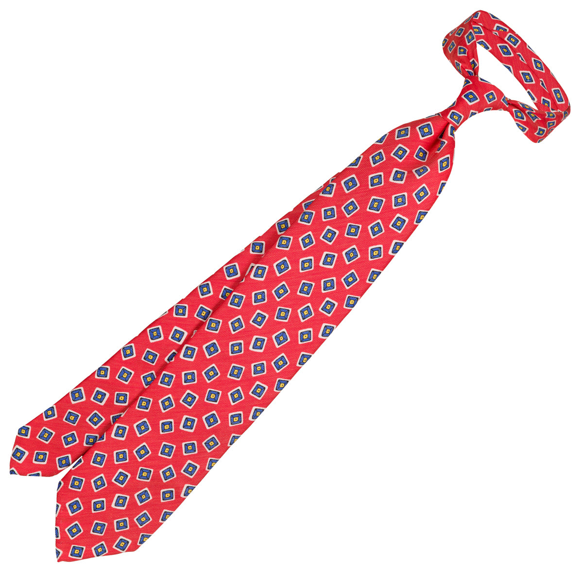 Floral Printed Silk / Linen Tie - Cherry - Hand-Rolled