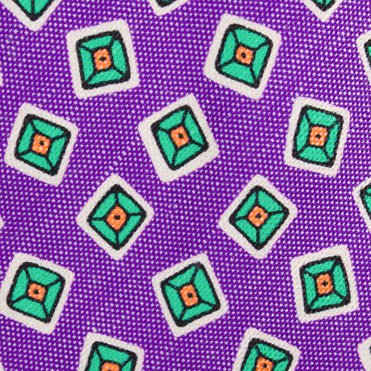 Floral Printed Silk / Linen Tie - Purple - Hand-Rolled