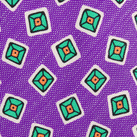 Floral Printed Silk / Linen Tie - Purple - Hand-Rolled