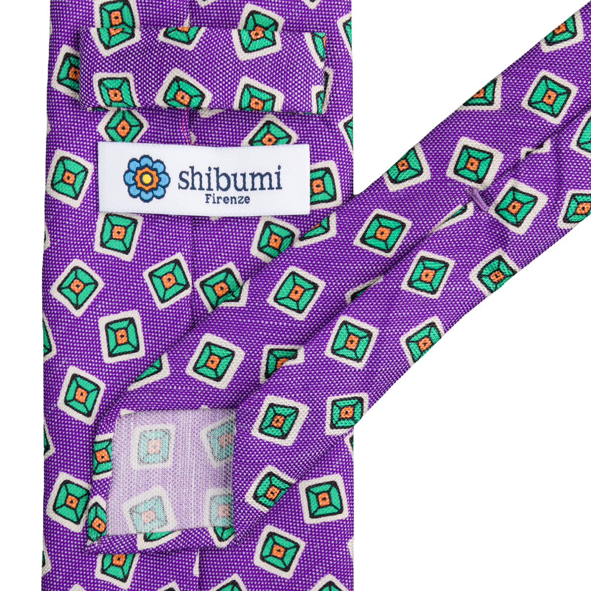 Floral Printed Silk / Linen Tie - Purple - Hand-Rolled