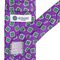 Floral Printed Silk / Linen Tie - Purple - Hand-Rolled