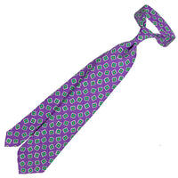 Floral Printed Silk / Linen Tie - Purple - Hand-Rolled